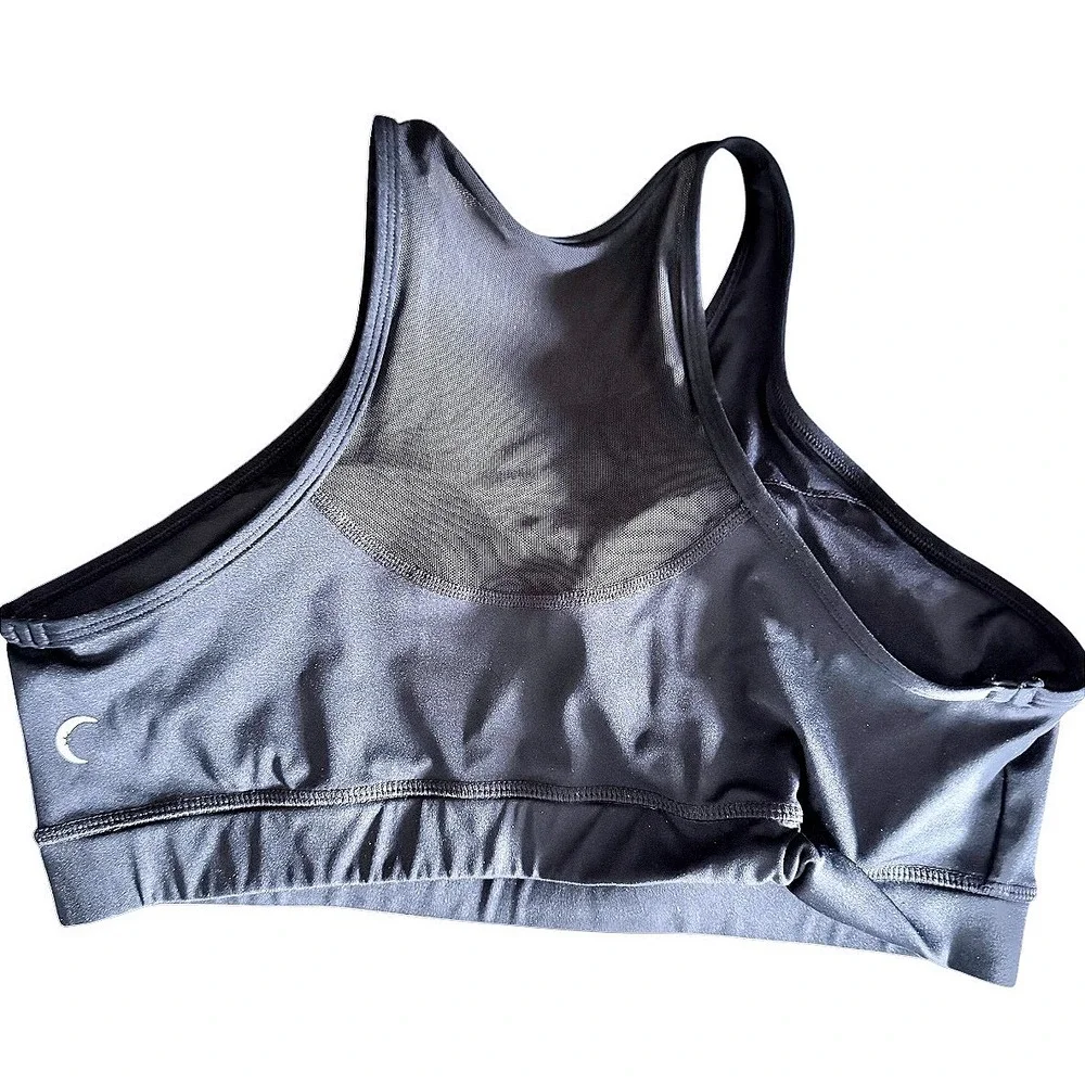 Zyia Active Sports Bra Women XXL Black Excellent Kakadu Mesh Croc High Neck